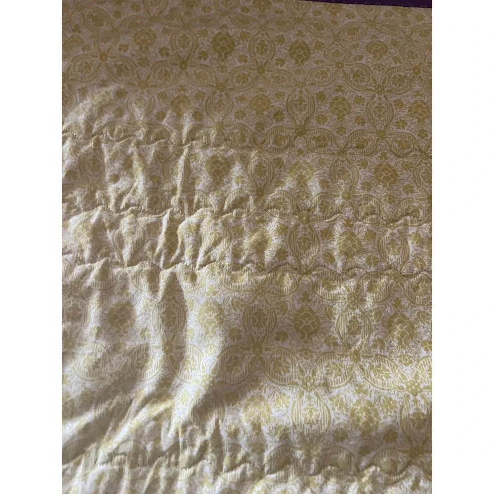 Handmade Floral Striped Quilt Purple Green Cotton Throw Blanket 38
